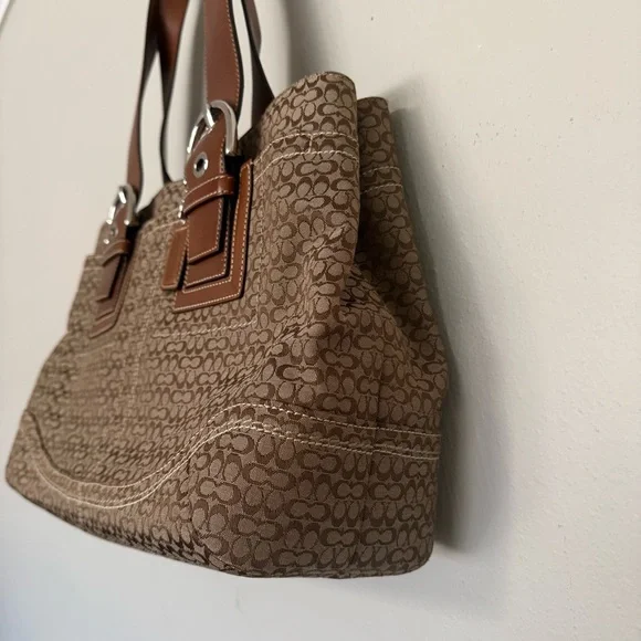 Coach Y2K Demi Signature Print Brown Soho Buckle Leather Canvas Tote Bag - Picture 8 of 16